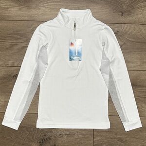 Girl’s EIS Cool Sun Shirt Long Sleeve 1/4 Zip White Equestrian Size Small